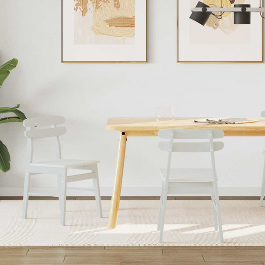 Dining Chair 2 pcs Solid Rubber Wood White