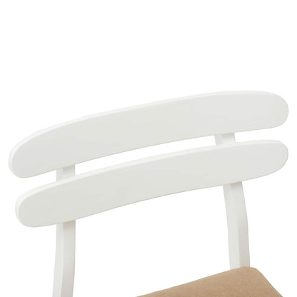 Dining Chair 2 pcs White and Brown Solid Rubber Wood