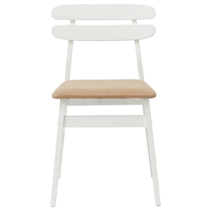 Dining Chair 2 pcs White and Brown Solid Rubber Wood
