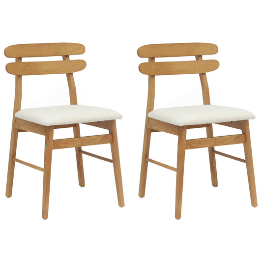 Dining Chair 2 pcs Solid Rubber Wood Natural and Light