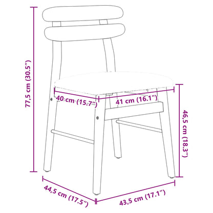 Dining Chair 2 pcs Natural and Light Solid Rubber Wood