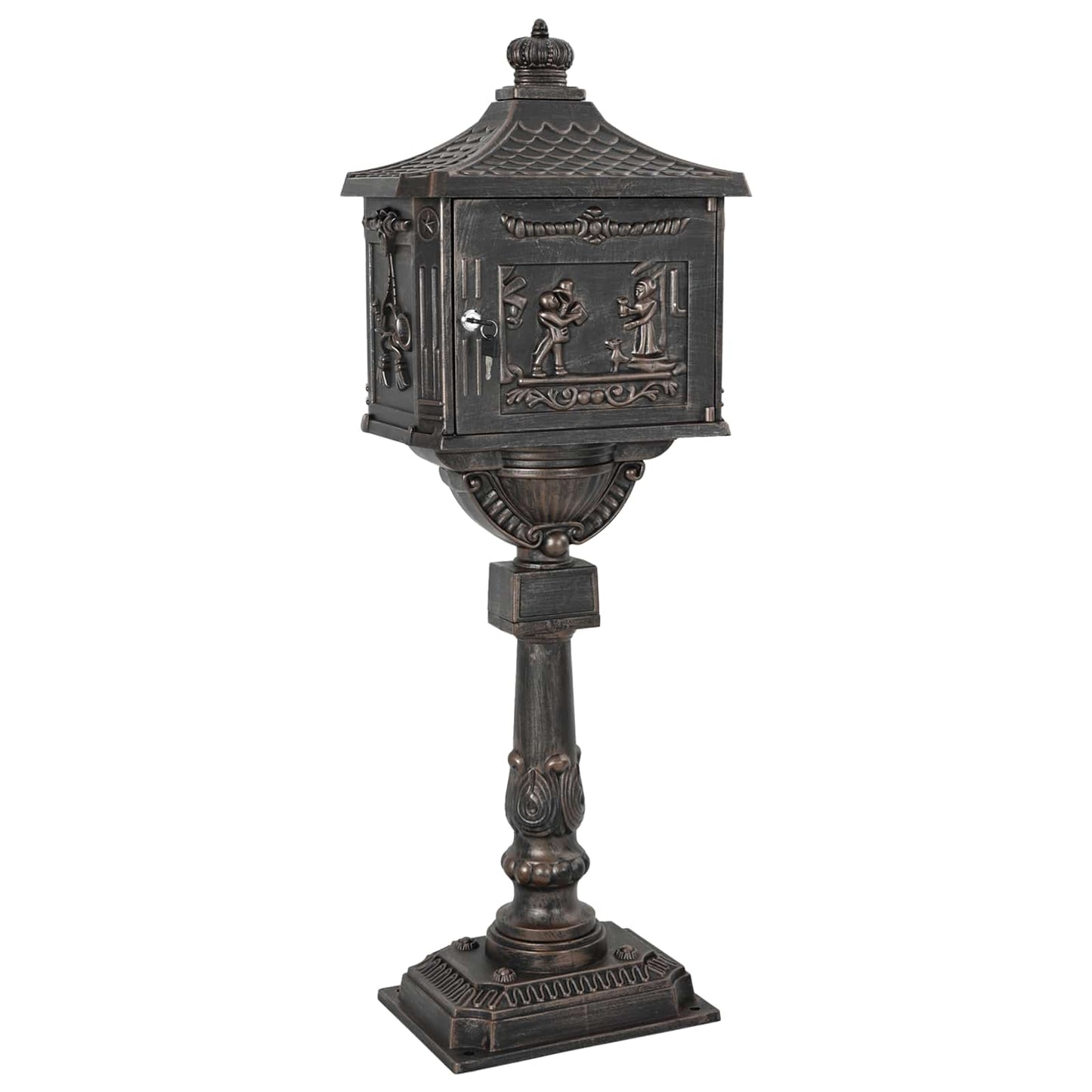 Standing Mailbox Bronze 42.5 x 29.5 x 117 cm Cast Aluminum