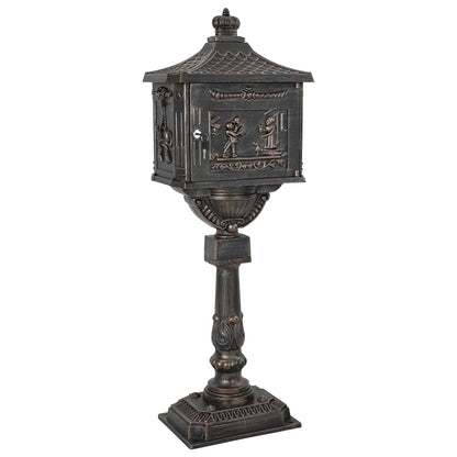Standing Mailbox Bronze 42.5 x 29.5 x 117 cm Cast Aluminum