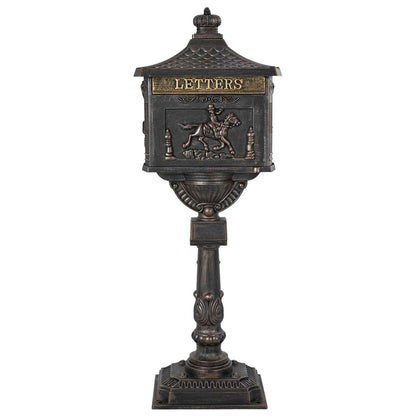 Standing Mailbox Bronze 42.5 x 29.5 x 117 cm Cast Aluminum