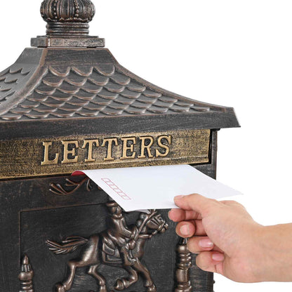 Standing Mailbox Bronze 42.5 x 29.5 x 117 cm Cast Aluminum