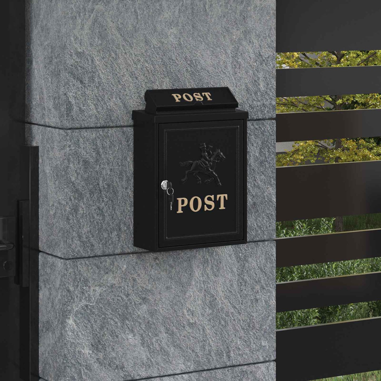 Wall Mounted Mailbox Black 29 x 13 x 41 cm Cast Aluminum