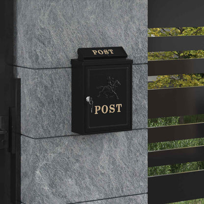 Wall Mounted Mailbox Black 29 x 13 x 41 cm Cast Aluminum