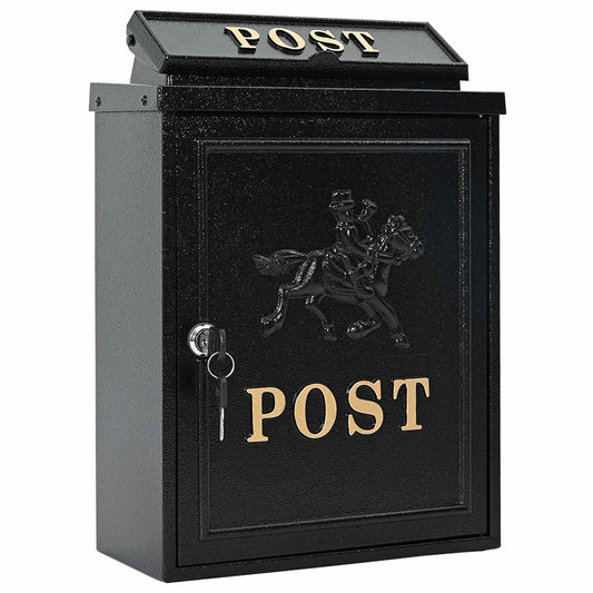 Wall Mounted Mailbox Black 29 x 13 x 41 cm Cast Aluminum