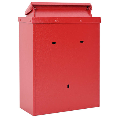 Wall Mounted Mailbox Red 29 x 13 x 41 cm Cast Aluminum
