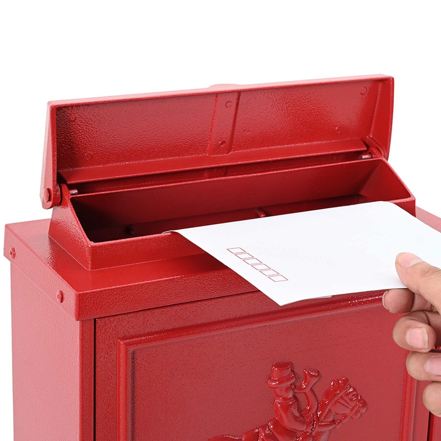 Wall Mounted Mailbox Red 29 x 13 x 41 cm Cast Aluminum