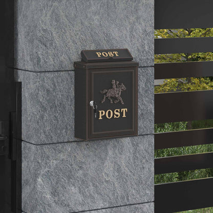 Wall Mounted Mailbox Bronze 29 x 13 x 41 cm Cast Aluminum