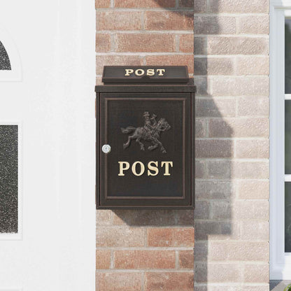 Wall Mounted Mailbox Bronze 29 x 13 x 41 cm Cast Aluminum