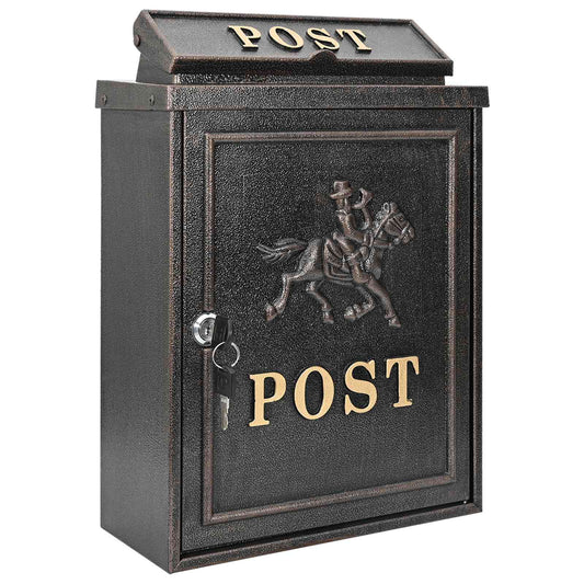 Wall Mounted Mailbox Bronze 29 x 13 x 41 cm Cast Aluminum
