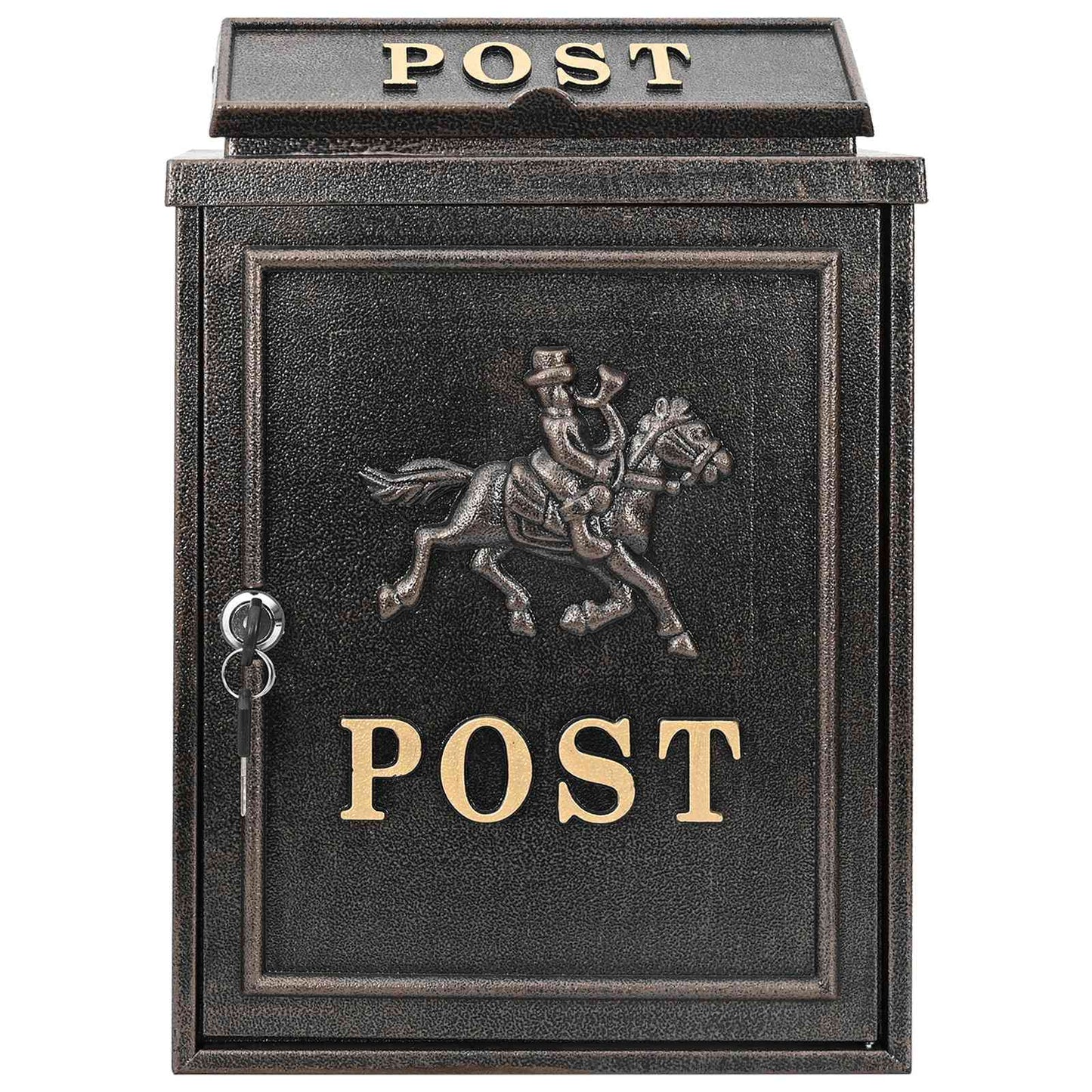 Wall Mounted Mailbox Bronze 29 x 13 x 41 cm Cast Aluminum