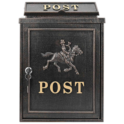 Wall Mounted Mailbox Bronze 29 x 13 x 41 cm Cast Aluminum