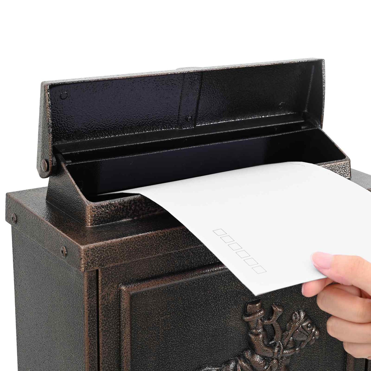 Wall Mounted Mailbox Bronze 29 x 13 x 41 cm Cast Aluminum