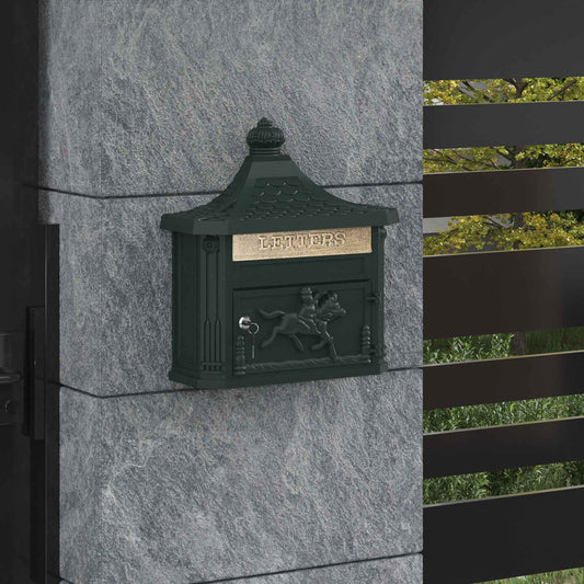 Wall Mounted Mailbox Green 40.5 x 16 x 45 cm Cast Aluminum