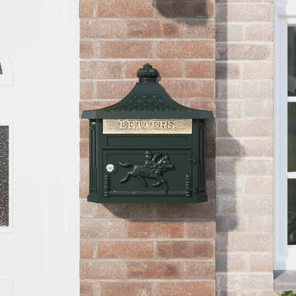 Wall Mounted Mailbox Green 40.5 x 16 x 45 cm Cast Aluminum