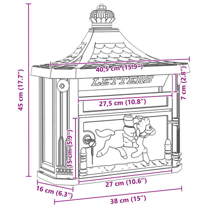 Wall Mounted Mailbox Green 40.5 x 16 x 45 cm Cast Aluminum