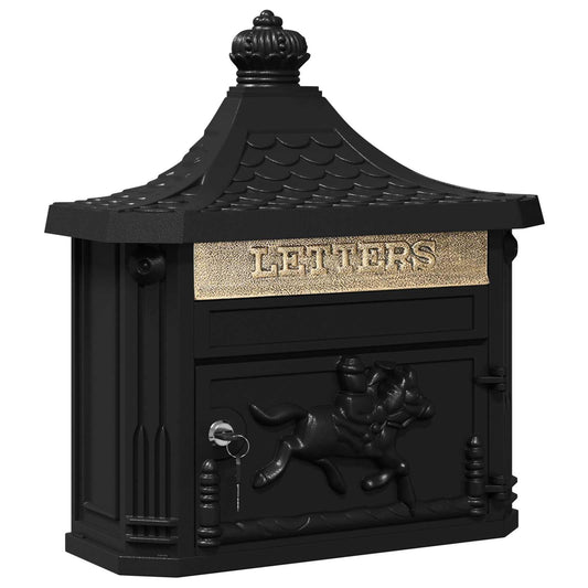 Wall Mounted Mailbox Black 40.5 x 16 x 45 cm Cast Aluminum