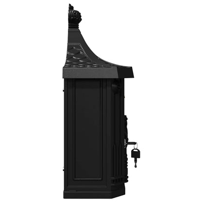 Wall Mounted Mailbox Black 40.5 x 16 x 45 cm Cast Aluminum