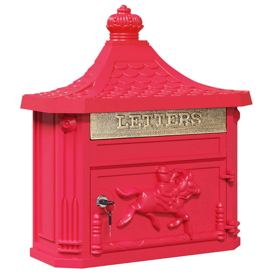Wall Mounted Mailbox Red 40.5 x 16 x 45 cm Cast Aluminum