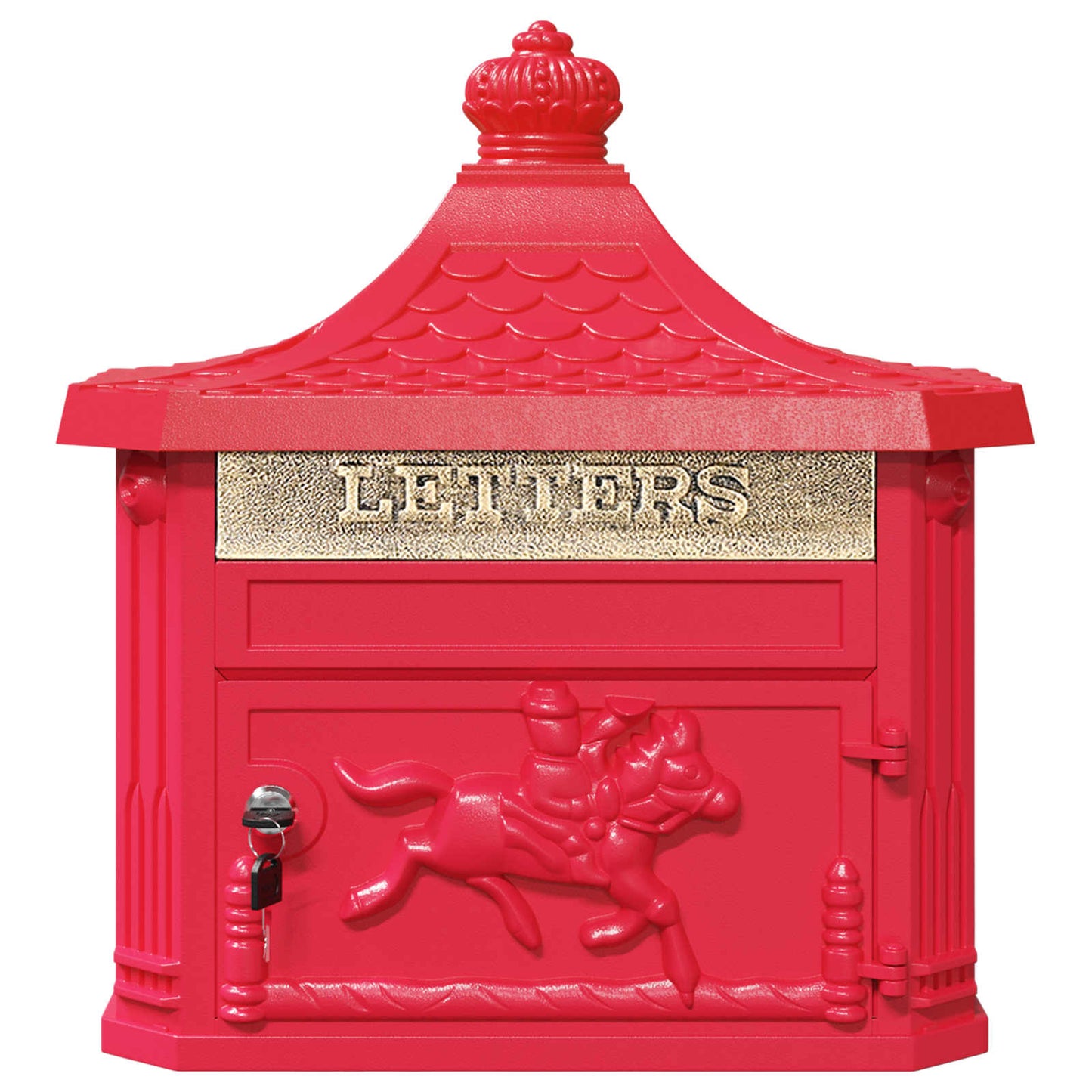 Wall Mounted Mailbox Red 40.5 x 16 x 45 cm Cast Aluminum