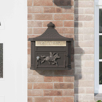 Wall Mounted Mailbox Bronze 40.5 x 16 x 45 cm Cast Aluminum