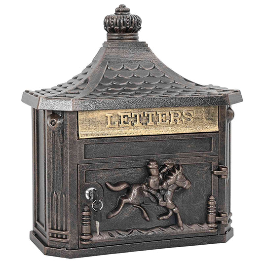 Wall Mounted Mailbox Bronze 40.5 x 16 x 45 cm Cast Aluminum