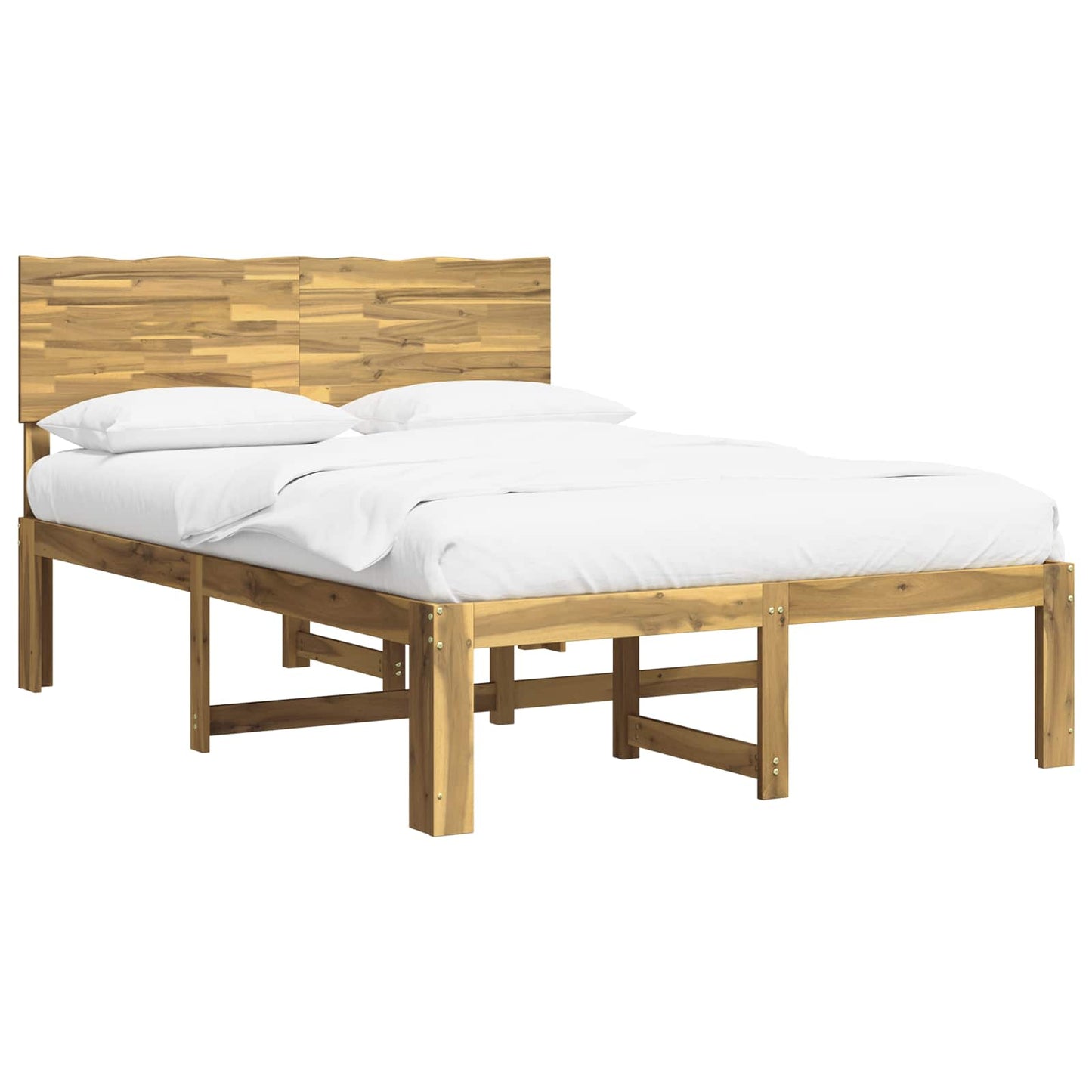 Double Bed Frame with Headboard ROSTOCK White 135 x 190 cm