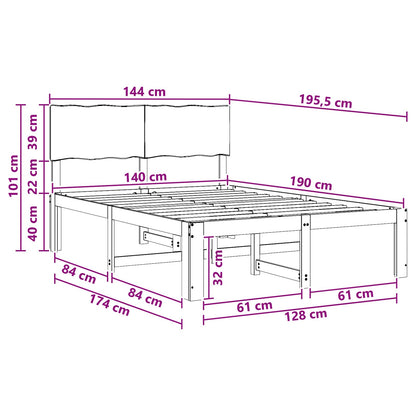 Double Bed Frame with Headboard ROSTOCK Natural 140 x 190 cm
