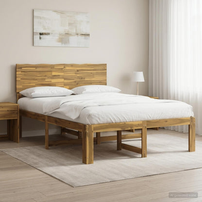Double Bed Frame with Headboard ROSTOCK White 140 x 190 cm