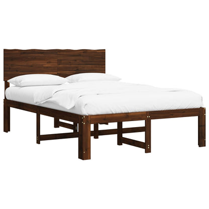 Double Bed Frame with Headboard ROSTOCK Dark Brown 140 x 200 cm