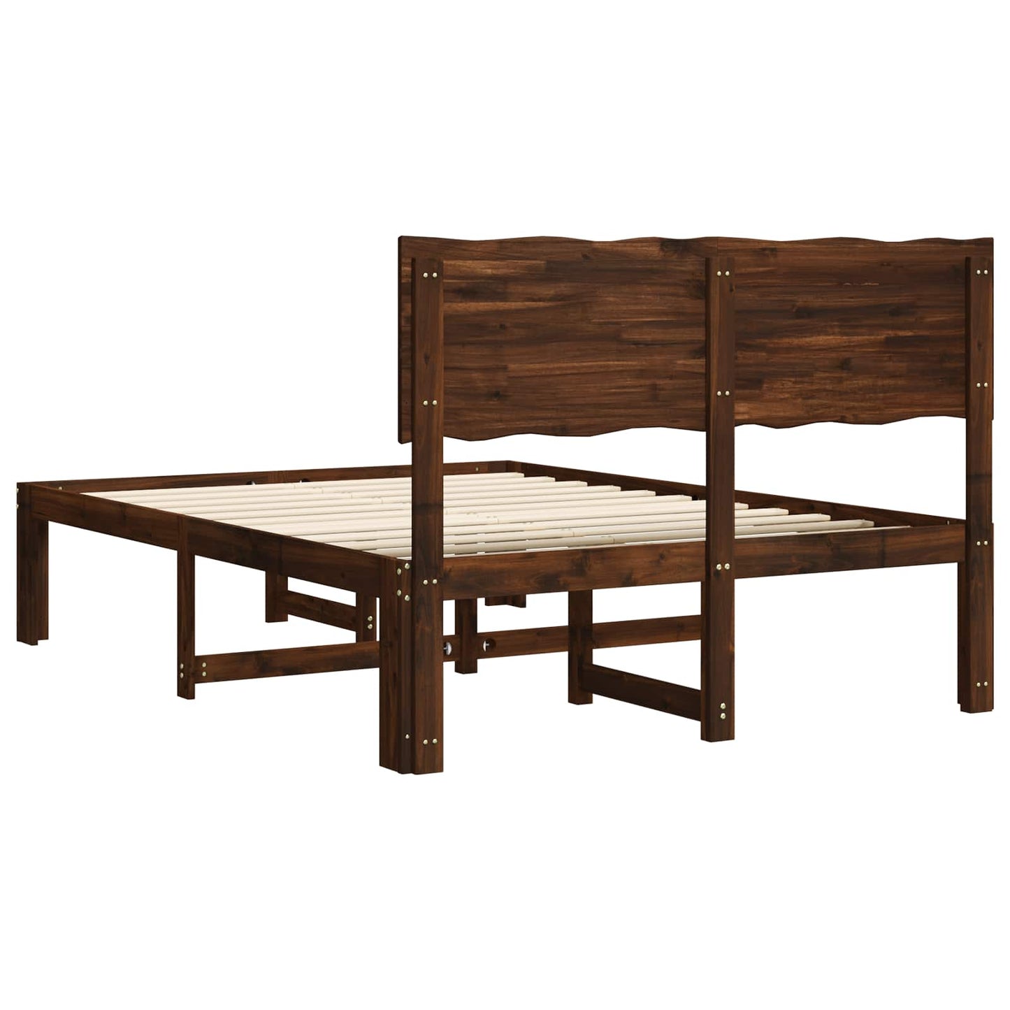 Double Bed Frame with Headboard ROSTOCK Dark Brown 140 x 200 cm