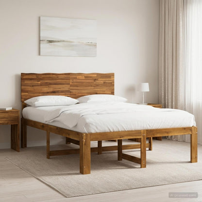 Double Bed Frame with Headboard ROSTOCK Natural 150 x 200 cm