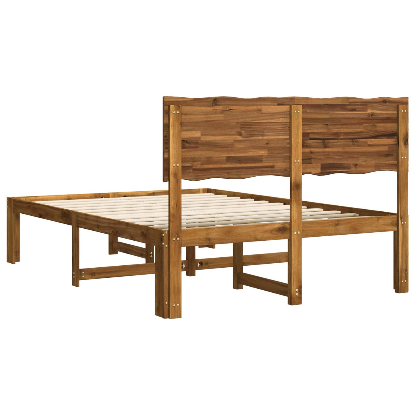 Double Bed Frame with Headboard ROSTOCK Natural 150 x 200 cm