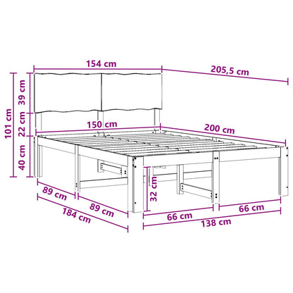 Double Bed Frame with Headboard ROSTOCK Natural 150 x 200 cm