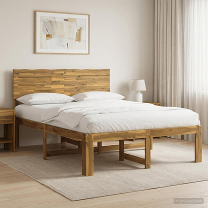 Double Bed Frame with Headboard ROSTOCK White 150 x 200 cm
