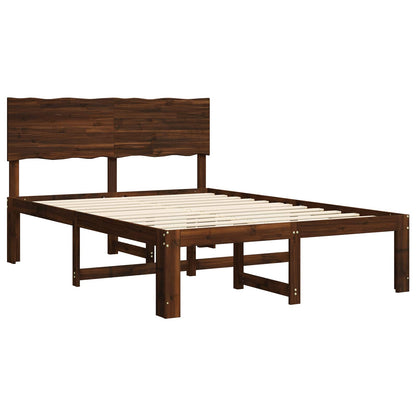 Double Bed Frame with Headboard ROSTOCK Dark Brown 160 x 200 cm