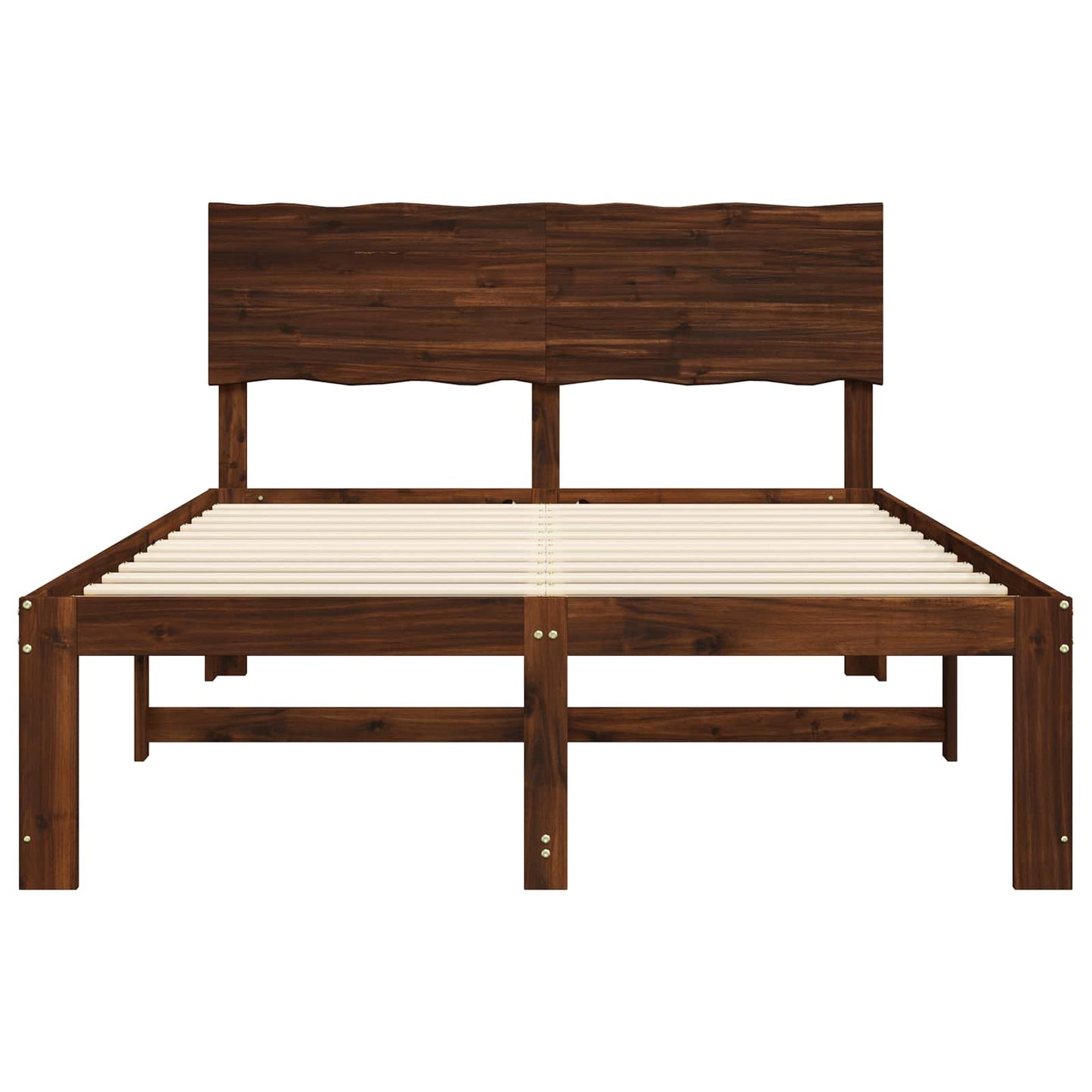 Double Bed Frame with Headboard ROSTOCK Dark Brown 160 x 200 cm