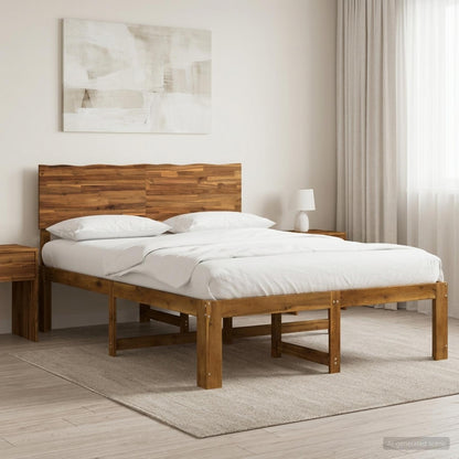 Double Bed Frame with Headboard ROSTOCK Natural 160 x 200 cm
