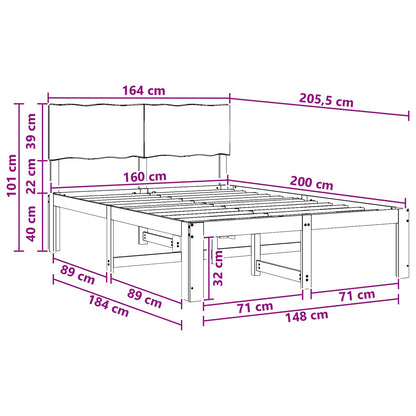 Double Bed Frame with Headboard ROSTOCK Natural 160 x 200 cm