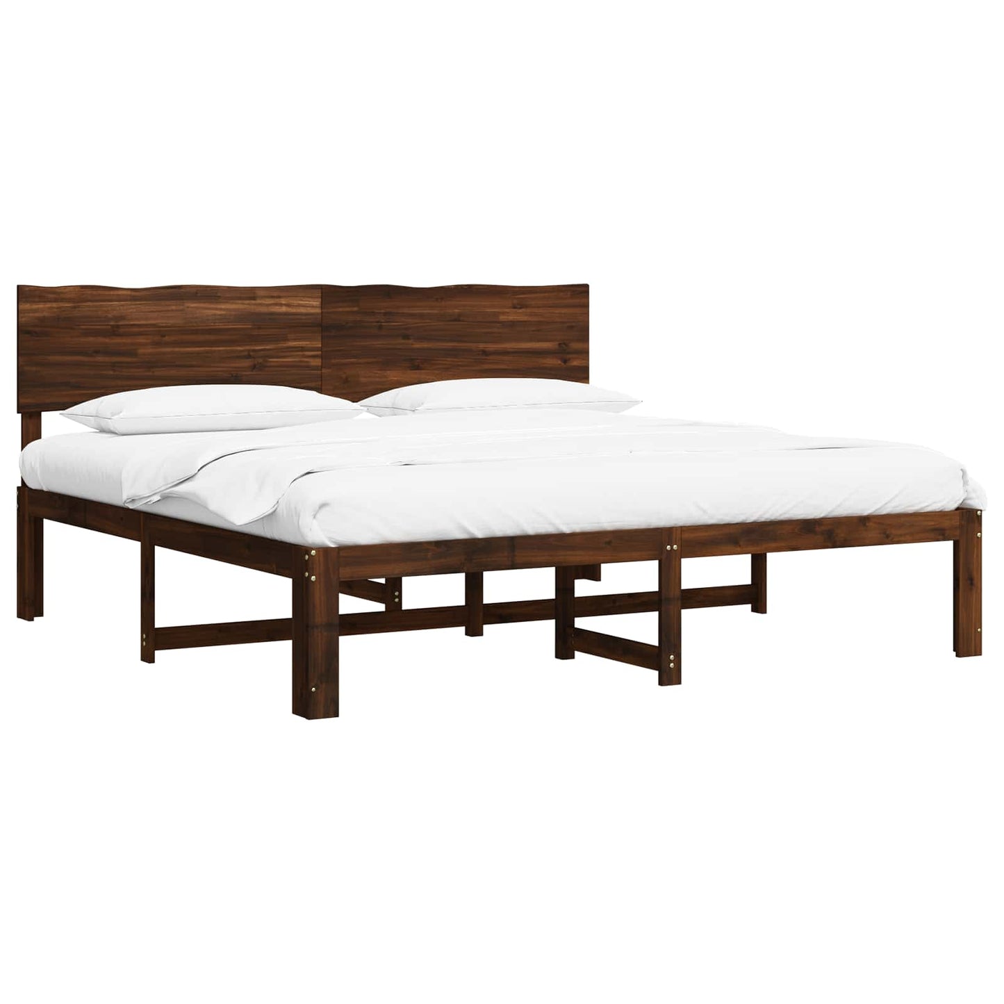 Double Bed Frame with Headboard ROSTOCK Dark Brown 180 x 200 cm