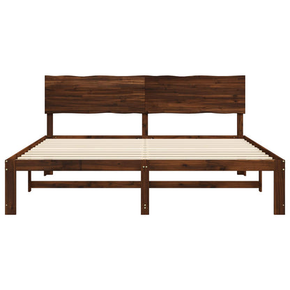 Double Bed Frame with Headboard ROSTOCK Dark Brown 180 x 200 cm