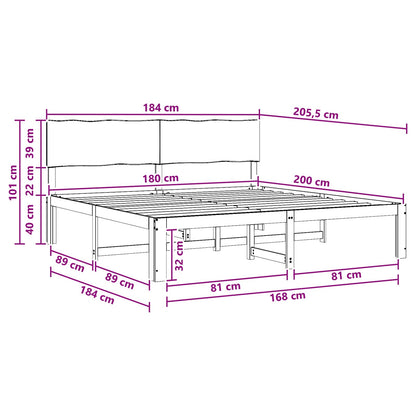 Double Bed Frame with Headboard ROSTOCK Dark Brown 180 x 200 cm