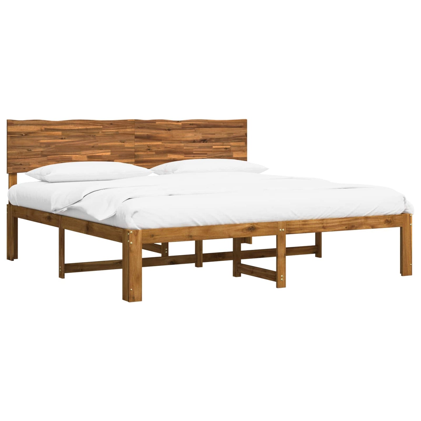 Double Bed Frame with Headboard ROSTOCK Natural 180 x 200 cm