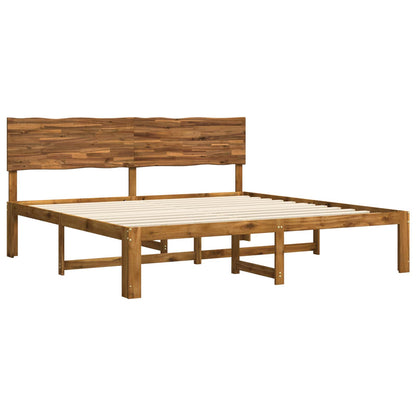 Double Bed Frame with Headboard ROSTOCK Natural 180 x 200 cm