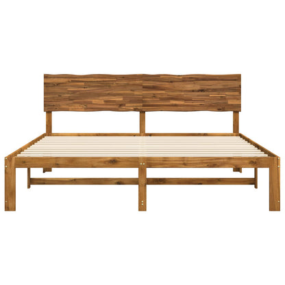 Double Bed Frame with Headboard ROSTOCK Natural 180 x 200 cm