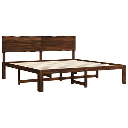 Double Bed Frame with Headboard ROSTOCK Dark Brown 200 x 200 cm