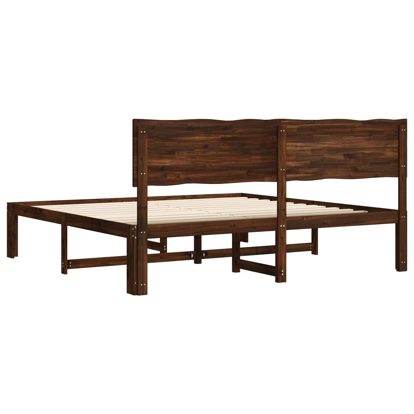 Double Bed Frame with Headboard ROSTOCK Dark Brown 200 x 200 cm
